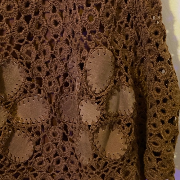 Vintage Crocheted  Brown Women’s Boho Skirt Size XL - Picture 2 of 11